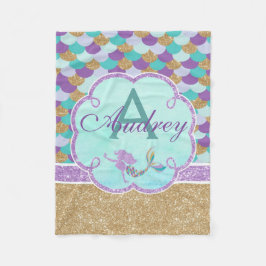 Mermaid Personalized Monogram Throw Blanket Fleece Deken
