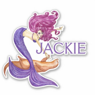 Mermaid Persoonlijke benaming Cute Paars Sticker