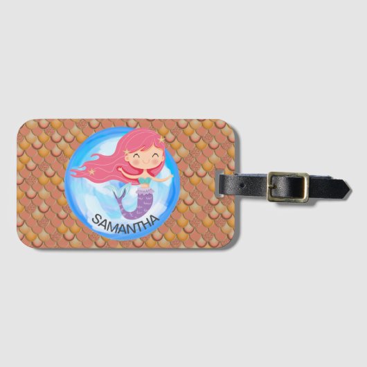 Mermaid Pink Bagagelabel (Voorkant (horizontaal))