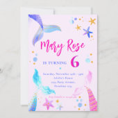 Mermaid Pink Blue Anniversaire Fête Invitation (Devant)
