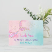 Mermaid Pink Gold Birthday Bedankkaart (Staand voorkant)