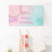 Mermaid Pink Gold Birthday Spandoek (Insitu)