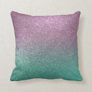 Mermaid Pink Green Sparkly Glitter Ombre Kussen