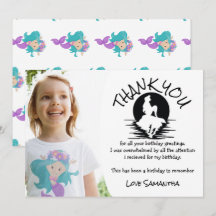 Mermaid Pink Paars Birthday Party Dank je