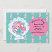 Mermaid Pink Purple Invitation de fête d'anniversa (Devant)