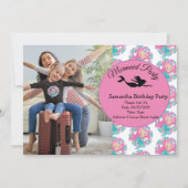 Mermaid Pink Purple Invitation de fête d'anniversa (Devant)