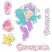 Mermaid Pink Zee vrienden Sticker (Voorkant)