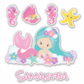 Mermaid Pink Zee vrienden Sticker (Voorkant)