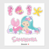 Mermaid Pink Zee vrienden Sticker (Vel)