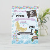 Mermaid Pirate Anniversaire Fête Invitation (Debout devant)