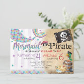 Mermaid Pirate Anniversaire Fête Invitation Frères (Debout devant)