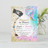 Mermaid Pirate Anniversaire Invitation Fête des fr (Debout devant)