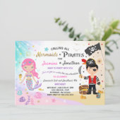 Mermaid Pirate Anniversaire Invitation Fête des fr (Debout devant)