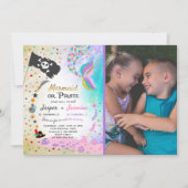 Mermaid Pirate Anniversaire Invitation Fête des fr (Devant)