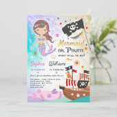 Mermaid Pirate Anniversaire Invitation Fête des fr (Debout devant)