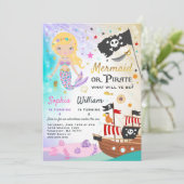 Mermaid Pirate Anniversaire Invitation Fête des fr (Debout devant)