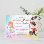 Mermaid Pirate Anniversaire Invitation Fête des fr (Debout devant)
