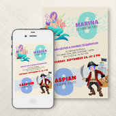 Mermaid Pirate Joint Double Invitation Anniversair