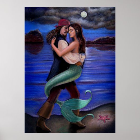 "Mermaid & Pirate's Caribbean Love" POSTER (Devant)