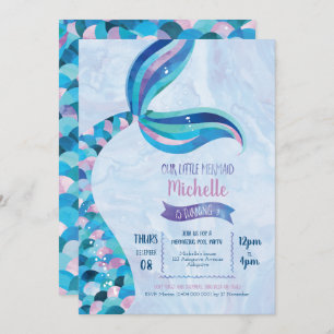 Mermaid Pool Party Birthday Invitation Kaart
