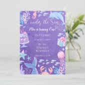 Mermaid près de la mer 1er anniversaire Invitation (Debout devant)