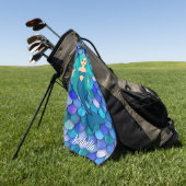 Mermaid princess blue paarse scale naam golfhanddoek (Groen)