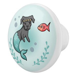 Mermaid Princess Dog met Little Fish Keramische Knop