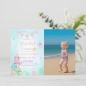 Mermaid Princess Invitation Anniversaire Avec phot (Debout devant)