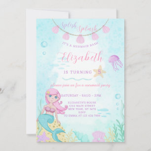 Mermaid Princess Invitation d'anniversaire
