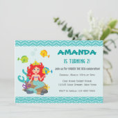 Mermaid Princess Invitation d'anniversaire sous la (Debout devant)