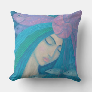 Mermaid Princess, underwater Fantasy, roze blauw Buitenkussen