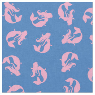 Mermaid Print Fabric Roze en Blauw Stof