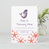 Mermaid Purple Starfish Invitation Anniversaire (Debout devant)