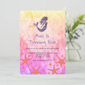 Mermaid Purple Starfish Invitation Anniversaire (Debout devant)