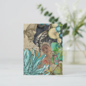 Mermaid Queen Mixed Media Collage Briefkaart (Staand voorkant)