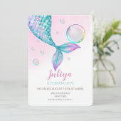 Mermaid Queue avec bulles Anniversaire Invitation (Debout devant)