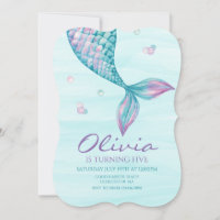 Mermaid Queue sous la mer Invitation d'anniversair