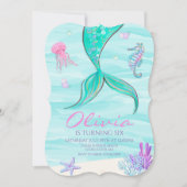 Mermaid Queue sous la mer Invitation d'anniversair (Devant)