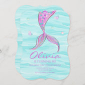 Mermaid Queue sous la mer Invitation d'anniversair (Devant / Derrière)