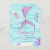 Mermaid Queue sous la mer Invitation d'anniversair (Devant / Derrière)