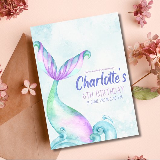 Mermaid Queue sous la mer Invitation d'anniversair