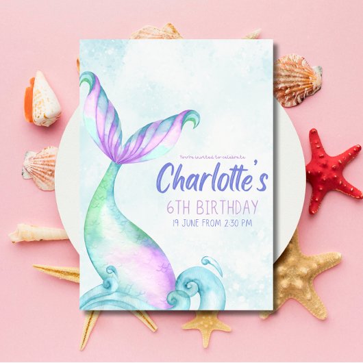 Mermaid Queue sous la mer Invitation d'anniversair