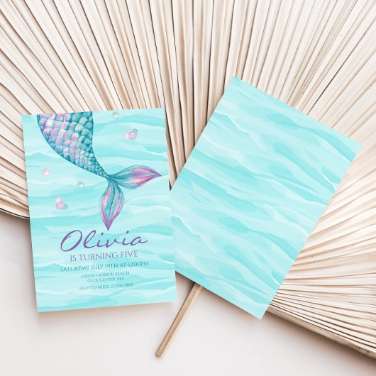 Mermaid Queue sous la mer Invitation d'anniversair