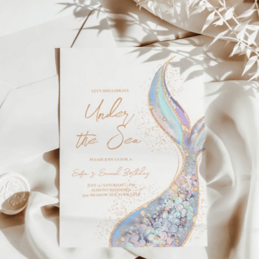 Mermaid Queue sous la mer Invitation d'anniversair