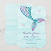 Mermaid Queue sous la mer Invitation d'anniversair (Devant / Derrière)
