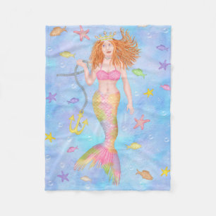 Mermaid Redhead Underwater Fish Fantasy Cute Fleece Deken