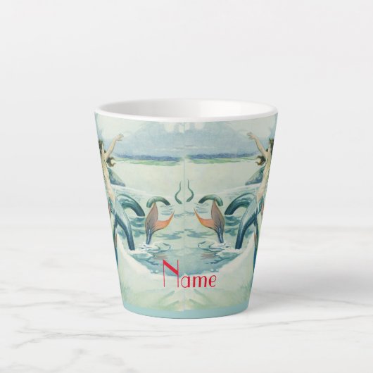 Mermaid Riding Zee Serpent Thunder_Cove Latte Mok (Voorkant)