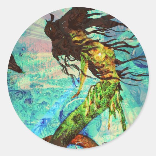 Mermaid Ronde Sticker (Voorkant)