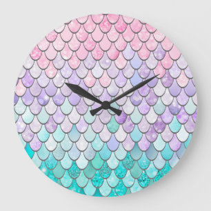 Mermaid Room Decor Clock, Pastel Grote Klok