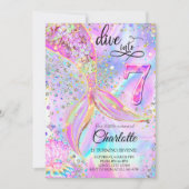 Mermaid rose violet Invitation Anniversaire (Devant)